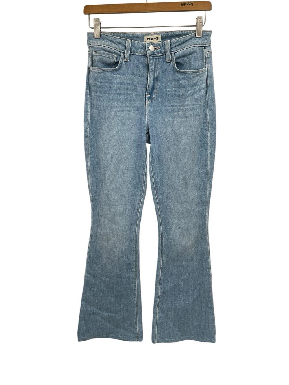 L’Agence Bell High Rise Flare Jeans Light Wash Blue Cloud Size 26
